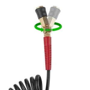 Шланг BLACK M-Flex 5,5×8 мм, 15 м, спіральний поліуретановий, з поворотним шарніром, латунними швидкороз'ємними з'єднаннями, STORM INTERTOOL (PT-1791) UA