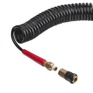 Шланг BLACK M-Flex 5,5×8 мм, 20 м, спіральний поліуретановий, з поворотним шарніром, латунними швидкороз'ємними з'єднаннями, STORM INTERTOOL (PT-1792) UA