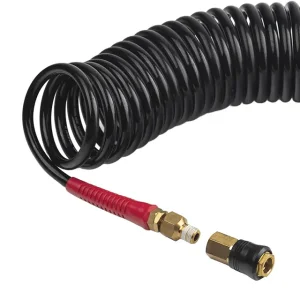 Шланг BLACK M-Flex 6,5×10 мм, 20 м, спіральний поліуретановий, з поворотним шарніром, латунними швидкороз'ємними з'єднаннями, STORM INTERTOOL (PT-1795) UA