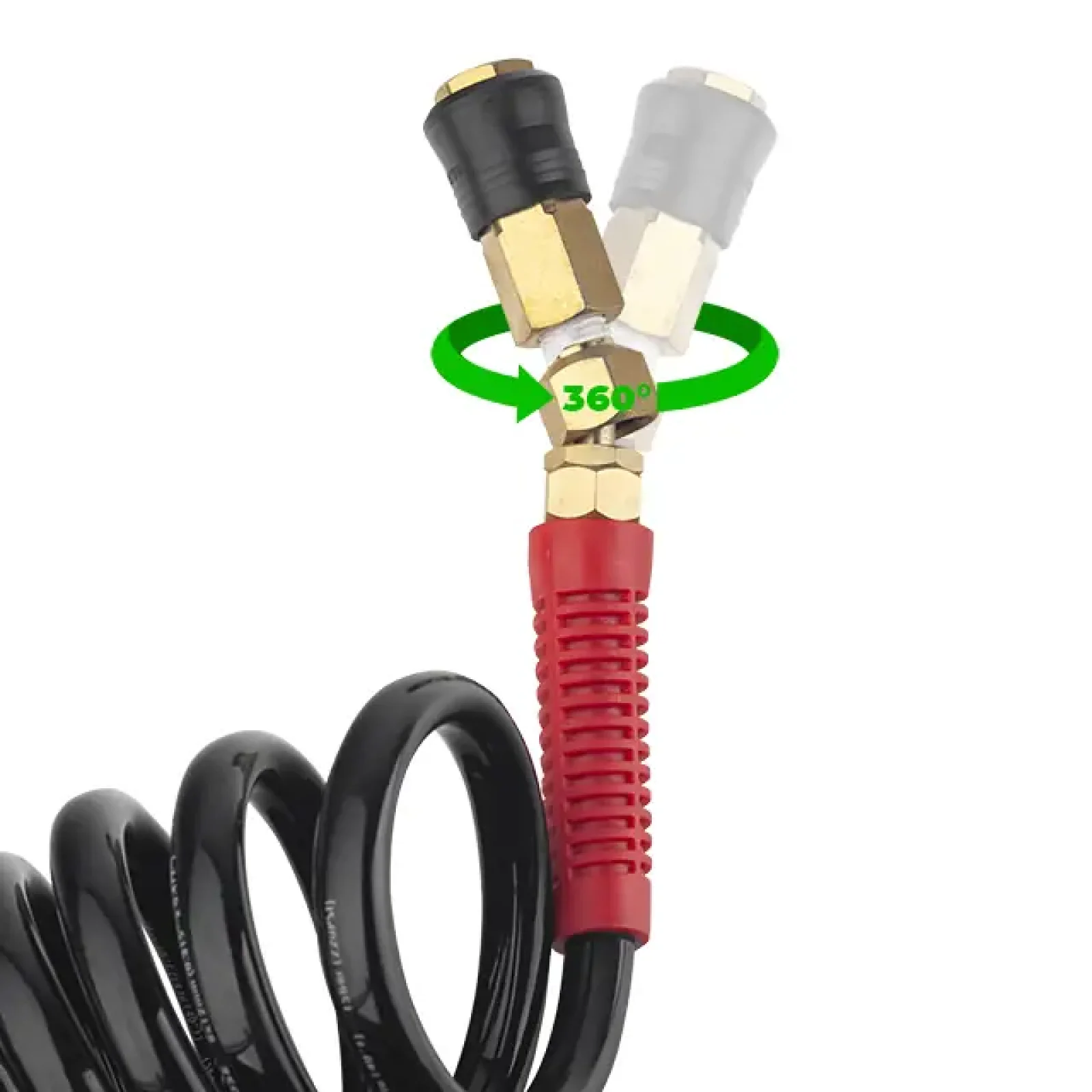 Шланг BLACK M-Flex 8×12 мм, 15 м, спіральний поліуретановий, з поворотним шарніром, латунними швидкороз'ємними з'єднаннями, STORM INTERTOOL (PT-1797) UA