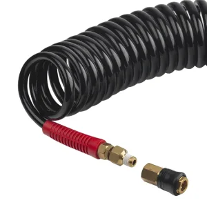 Шланг BLACK M-Flex 8×12 мм, 15 м, спіральний поліуретановий, з поворотним шарніром, латунними швидкороз'ємними з'єднаннями, STORM INTERTOOL (PT-1797) UA