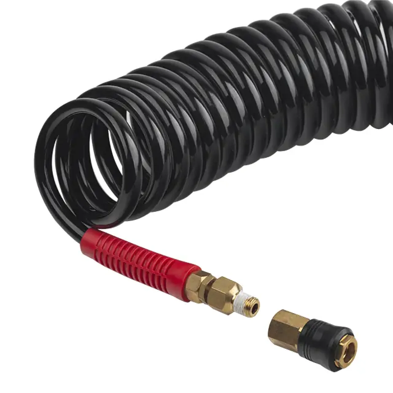 Шланг BLACK M-Flex 8×12 мм, 20 м, спіральний поліуретановий, з поворотним шарніром, латунними швидкороз'ємними з'єднаннями, STORM INTERTOOL (PT-1798) UA