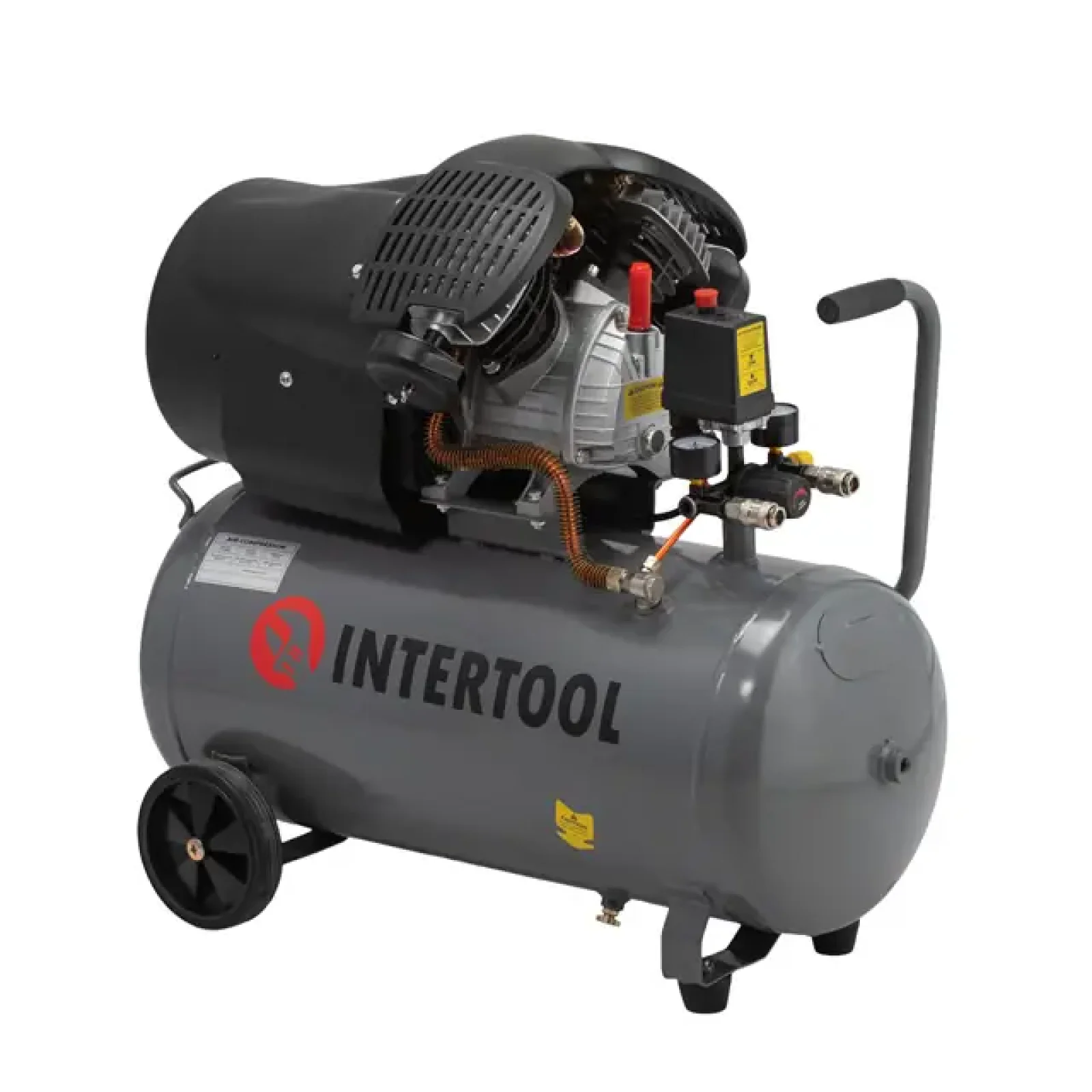 Компресор, 50 л, 2,23 кВт, 220 В, 10 атм, 354 л/хв, 2 циліндри INTERTOOL (PT-0004) UA