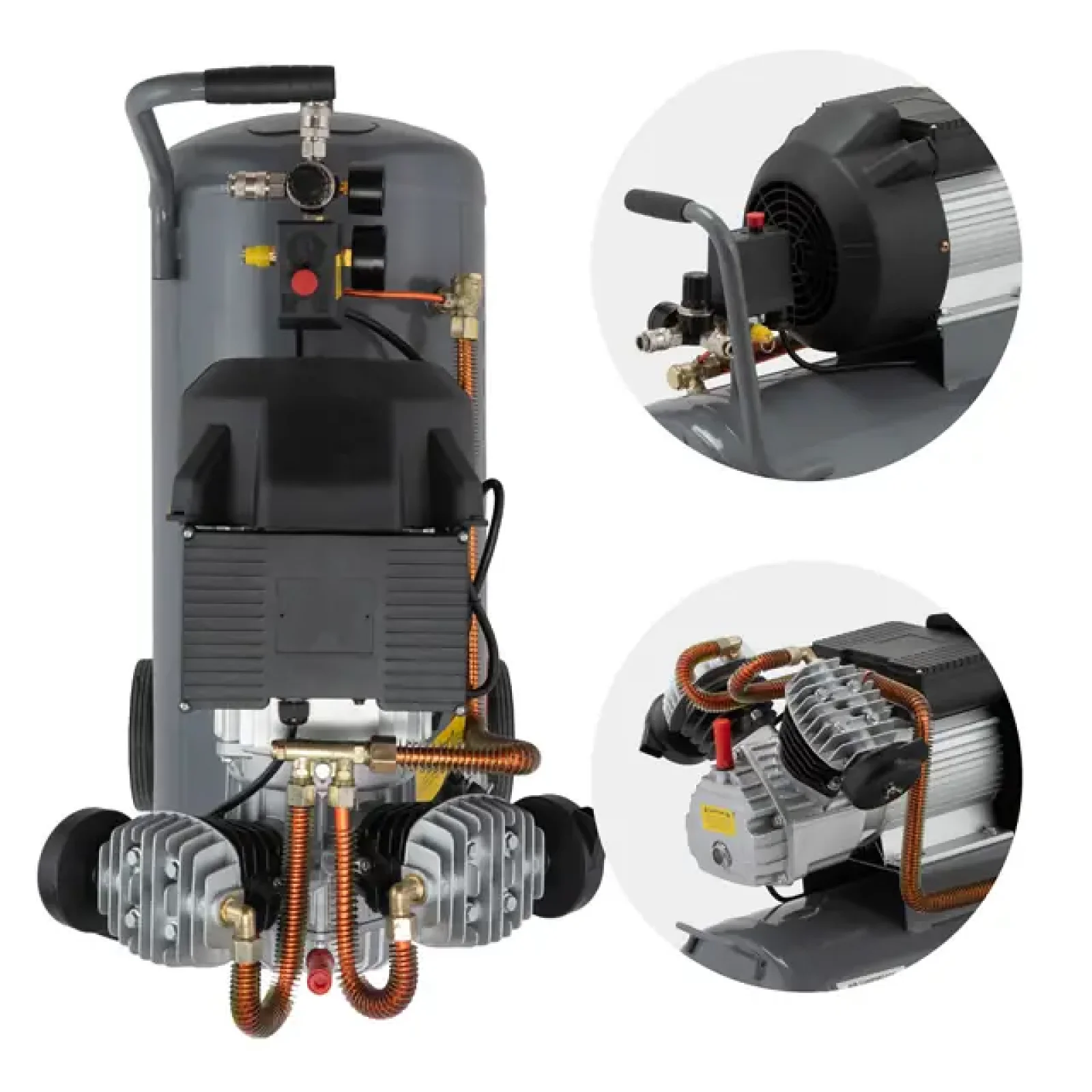 Компресор, 50 л, 3,0 кВт, 220 В, 10 атм, 420 л/хв, 2 циліндри INTERTOOL (PT-0007) UA