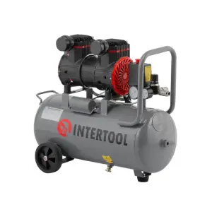 Компресор, 24 л, 1,5 кВт, 230 В, 8 атм, 250 л/хв, 2800 об/хв, безмасляний, 2 циліндри, 68 дБ INTERTOOL (PT-0033) UA