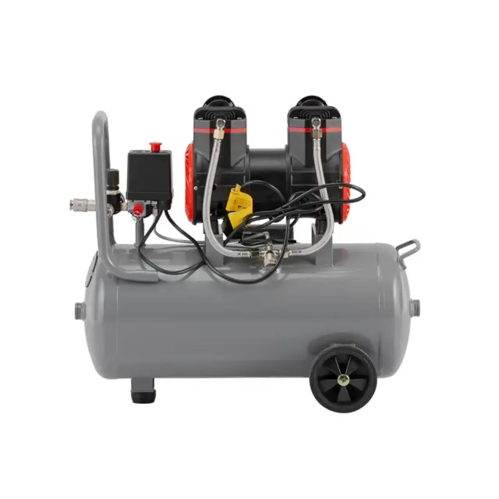 Компресор, 24 л, 1,5 кВт, 230 В, 8 атм, 250 л/хв, 2800 об/хв, безмасляний, 2 циліндри, 68 дБ INTERTOOL (PT-0033) UA