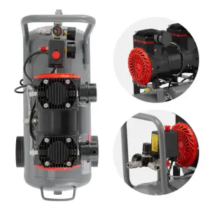 Компресор, 24 л, 1,5 кВт, 230 В, 8 атм, 250 л/хв, 2800 об/хв, безмасляний, 2 циліндри, 68 дБ INTERTOOL (PT-0033) UA