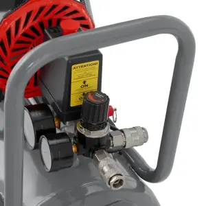 Компресор, 24 л, 1,5 кВт, 230 В, 8 атм, 250 л/хв, 2800 об/хв, безмасляний, 2 циліндри, 68 дБ INTERTOOL (PT-0033) UA