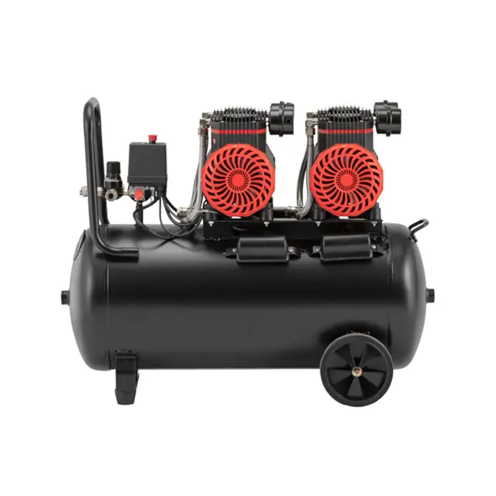 Компресор, 50 л, 2×1,5 кВт, 230 В, 8 атм, 500 л/хв, 2800 об/хв, безмасляний, 4 циліндри, 63 дБ INTERTOOL (PT-0038) UA