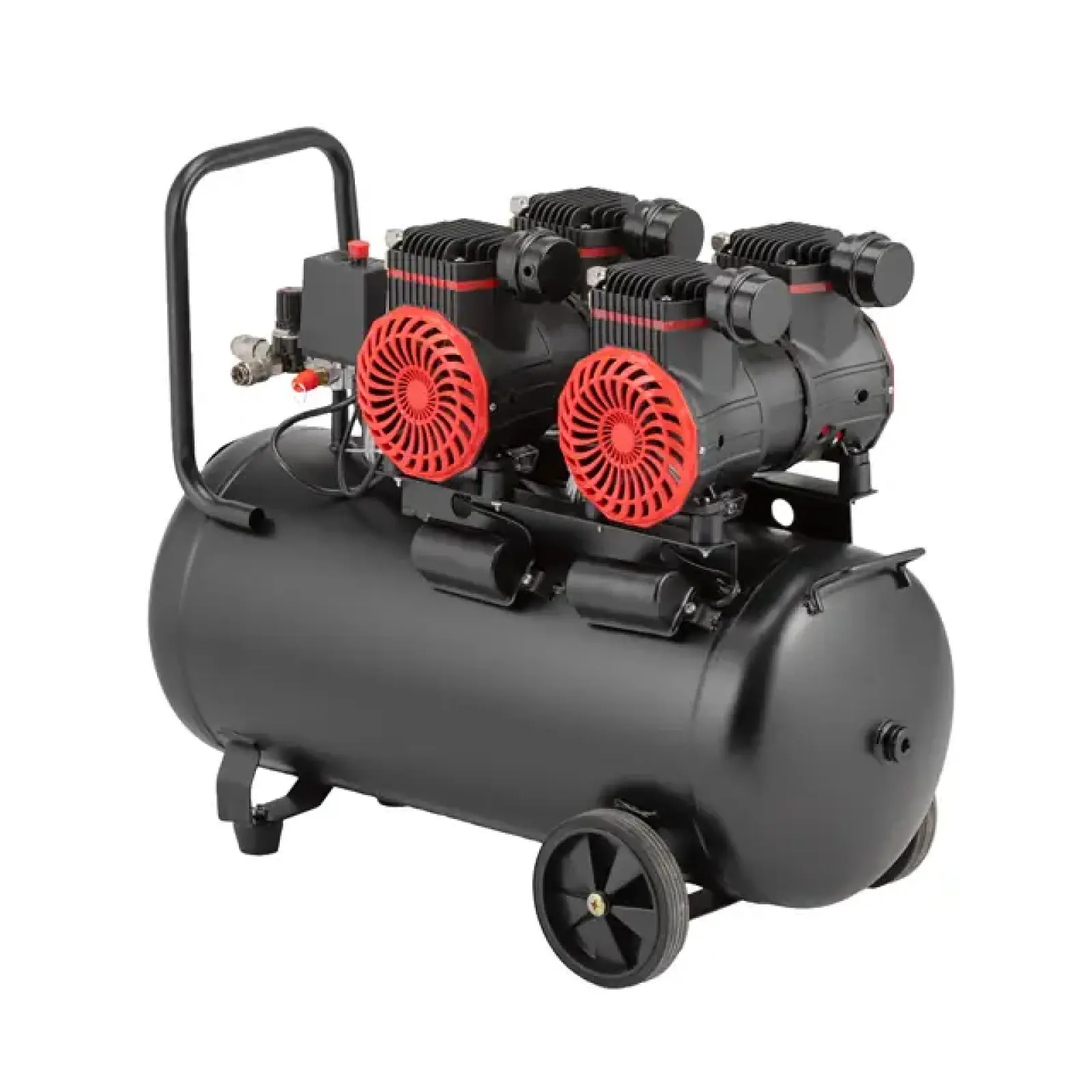 Компресор, 50 л, 2×1,5 кВт, 230 В, 8 атм, 500 л/хв, 2800 об/хв, безмасляний, 4 циліндри, 63 дБ INTERTOOL (PT-0038) UA