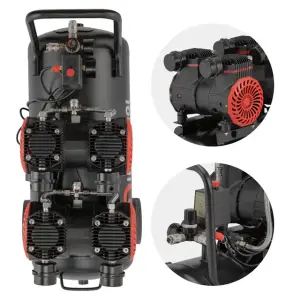 Компресор, 50 л, 2×1,5 кВт, 230 В, 8 атм, 500 л/хв, 2800 об/хв, безмасляний, 4 циліндри, 63 дБ INTERTOOL (PT-0038) UA