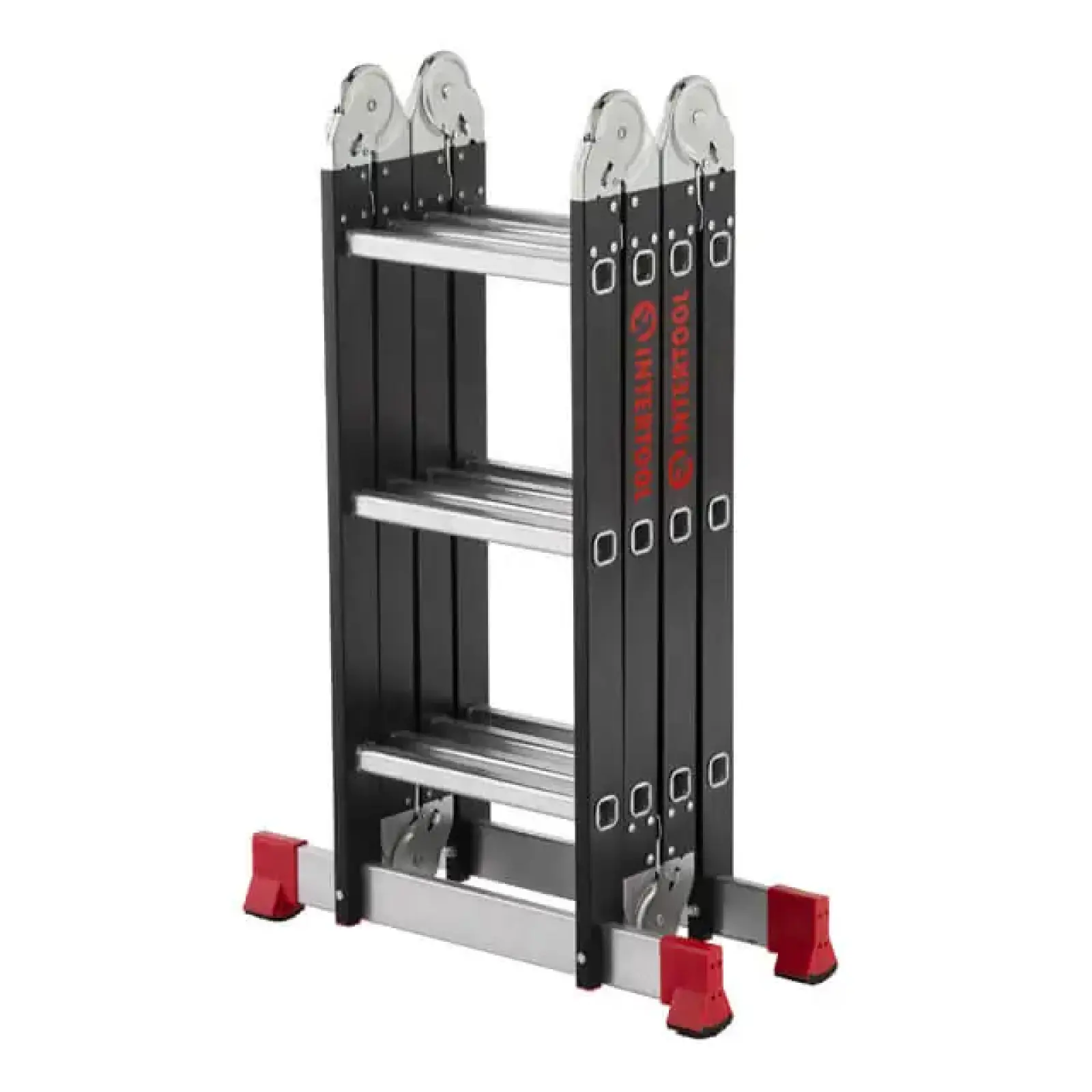 Драбина багатофункціональна трансформер, 4×3 сходинки, сталевий профіль, 3,38 м, 150 кг INTERTOOL (LT-0023) UA