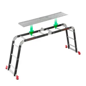 Драбина багатофункціональна трансформер, 4×3 сходинки, сталевий профіль, 3,38 м, 150 кг INTERTOOL (LT-0023) UA