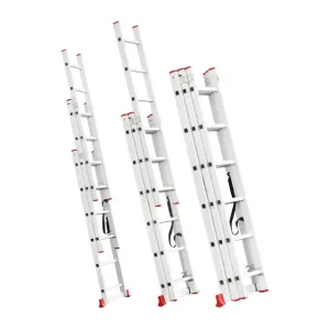 Драбина алюмінієва INTERTOOL 3‑секційна універсальна розкладна, 3×6 сход., 3,41 м, 150 кг (LT-0306) UA
