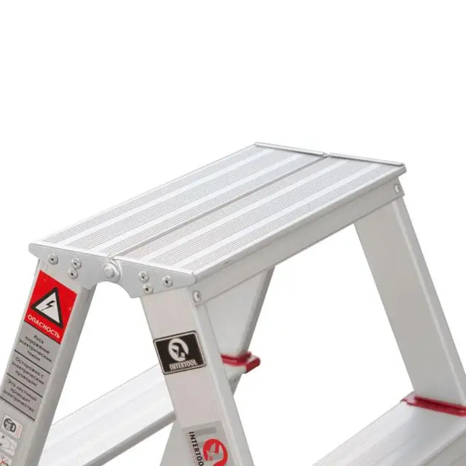 Драбина алюмінієва двостороння, 5 сходинок, висота: 1094 мм, 150 кг INTERTOOL (LT-1105) UA