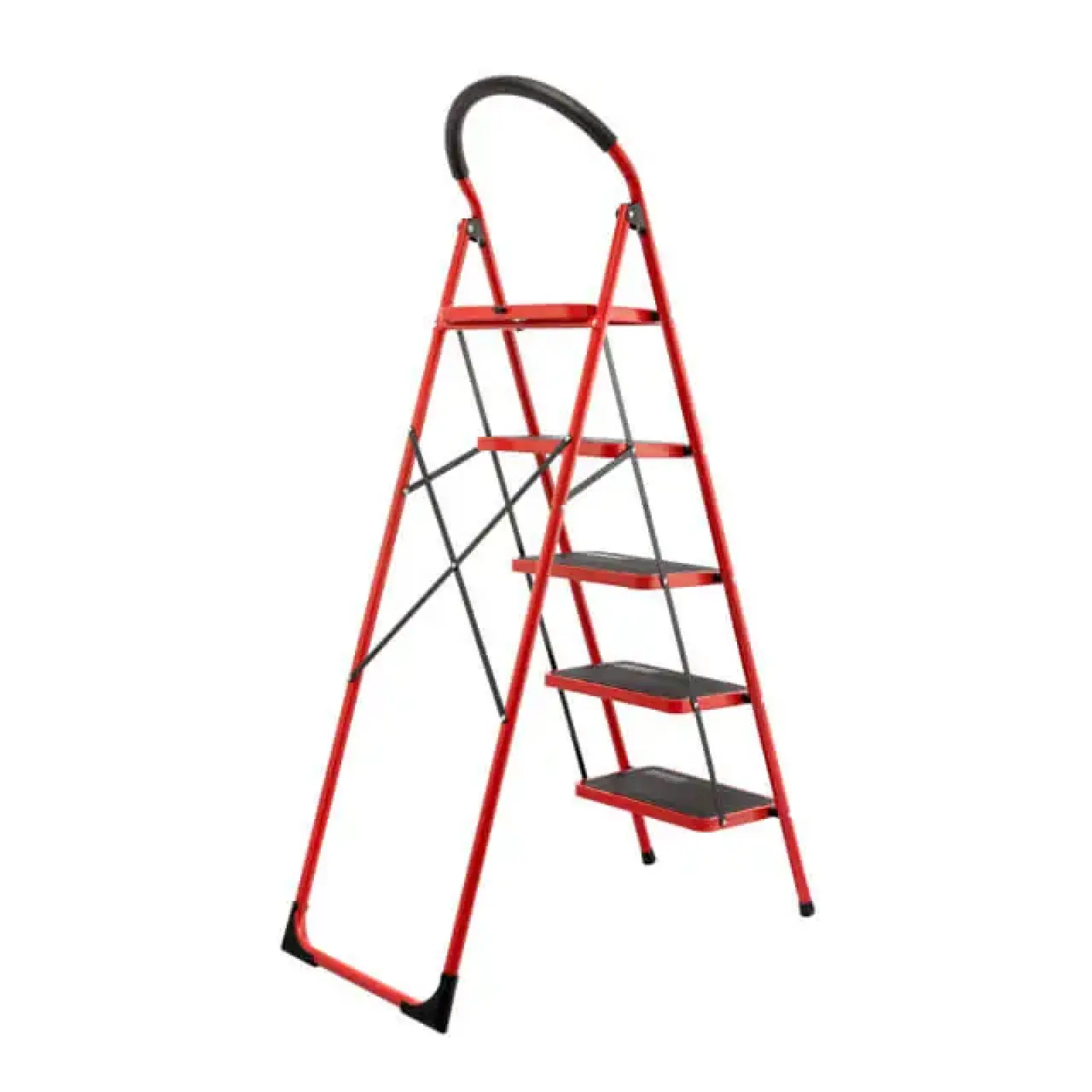 Драбина сталева, 5 сходинок, 380×260 мм, висота: 1617 мм, висота до платформи: 1215 мм INTERTOOL (LT-0039) UA