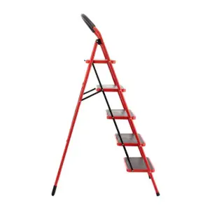 Драбина сталева, 5 сходинок, 380×260 мм, висота: 1617 мм, висота до платформи: 1215 мм INTERTOOL (LT-0039) UA