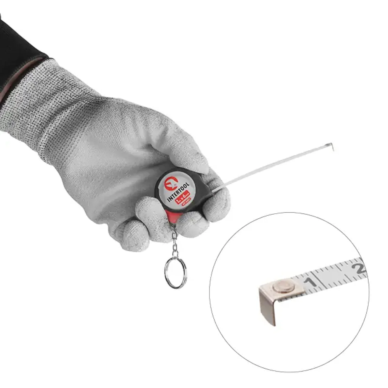 Рулетка зі сталевим полотном, з фіксатором, 1 м, 6 мм INTERTOOL (MT-0401) UA