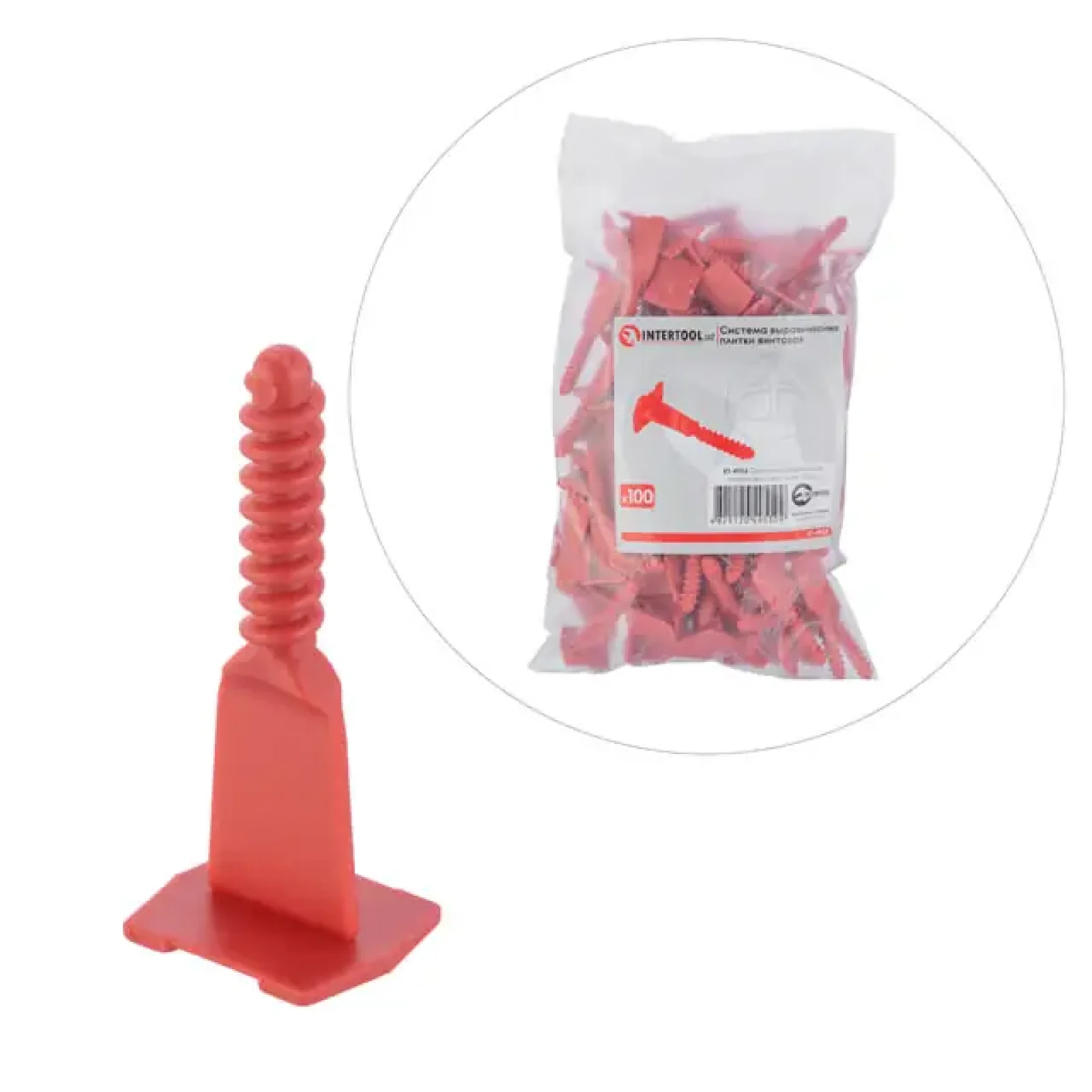 Система вирівнювання плитки гвинтова, гвинт, 100 шт. INTERTOOL (KT-4955) UA