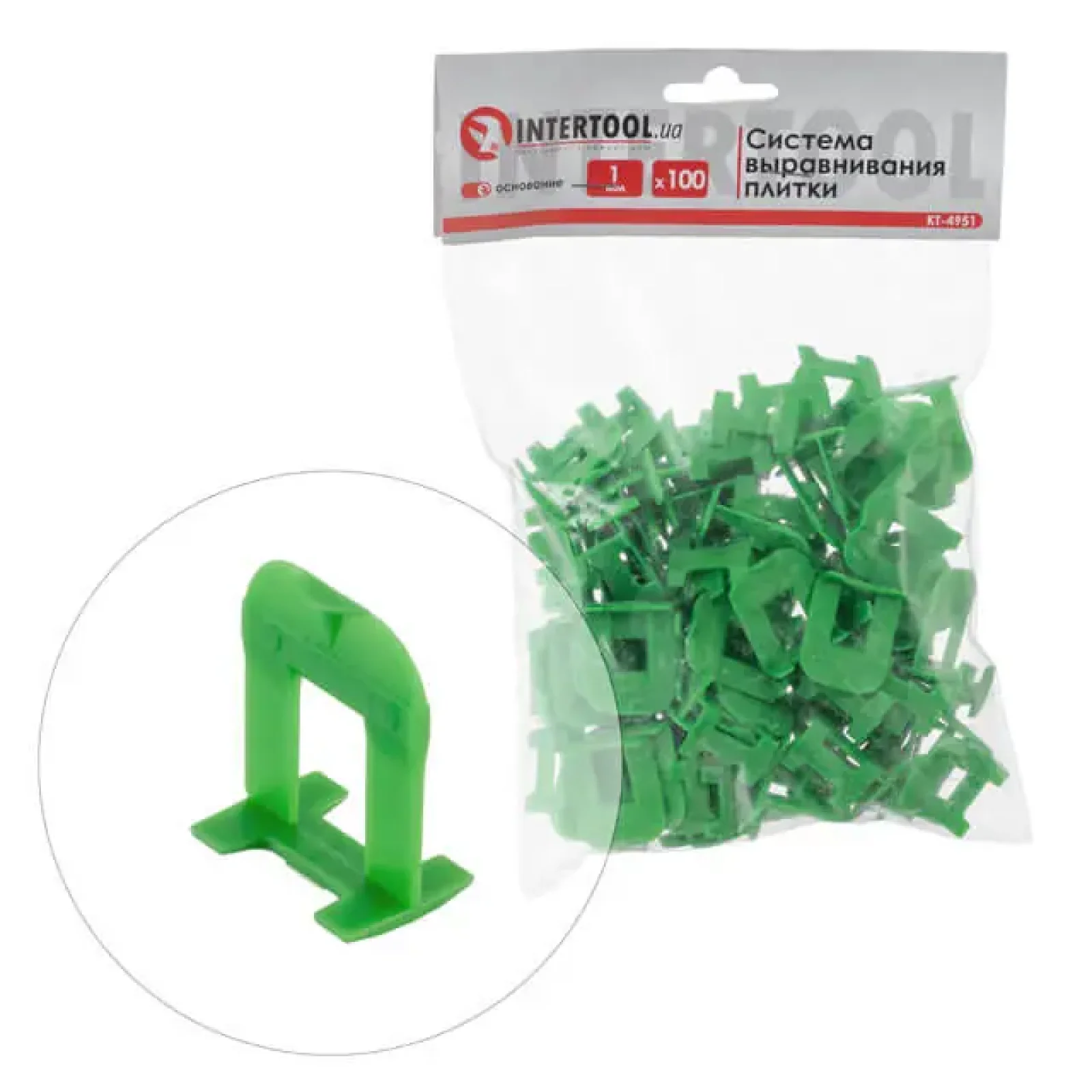 Система вирівнювання плитки, основа, 1 мм, 100 шт. INTERTOOL (KT-4951) UA