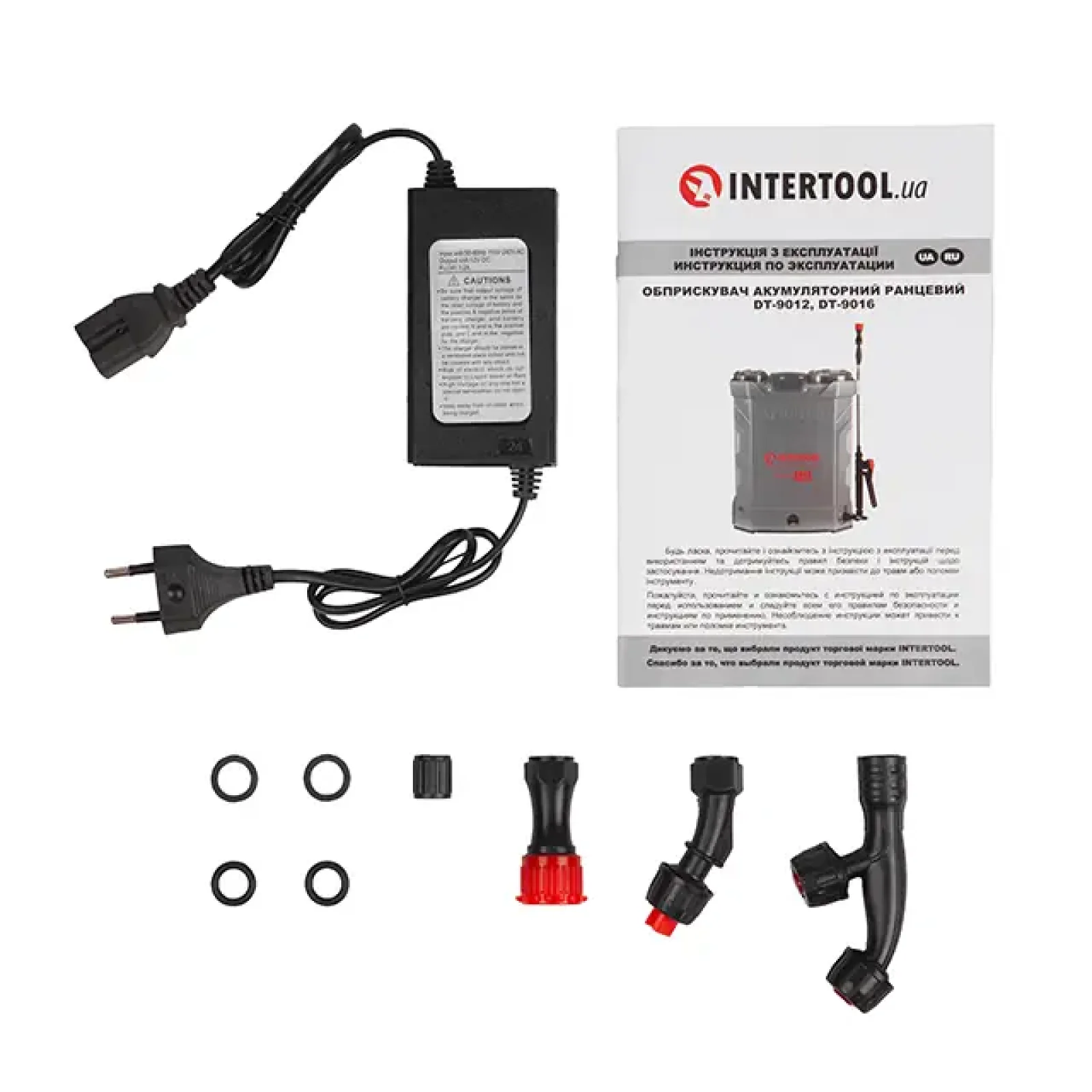 Обприскувач акумуляторний ранцевий 12 л, 3.1 л/хв, батарея 12 В/8 Аг INTERTOOL (DT-9012) UA