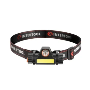 Ліхтар налобний акумуляторний, XPE + COB, 125 лм, магніт INTERTOOL (LB-0309) UA