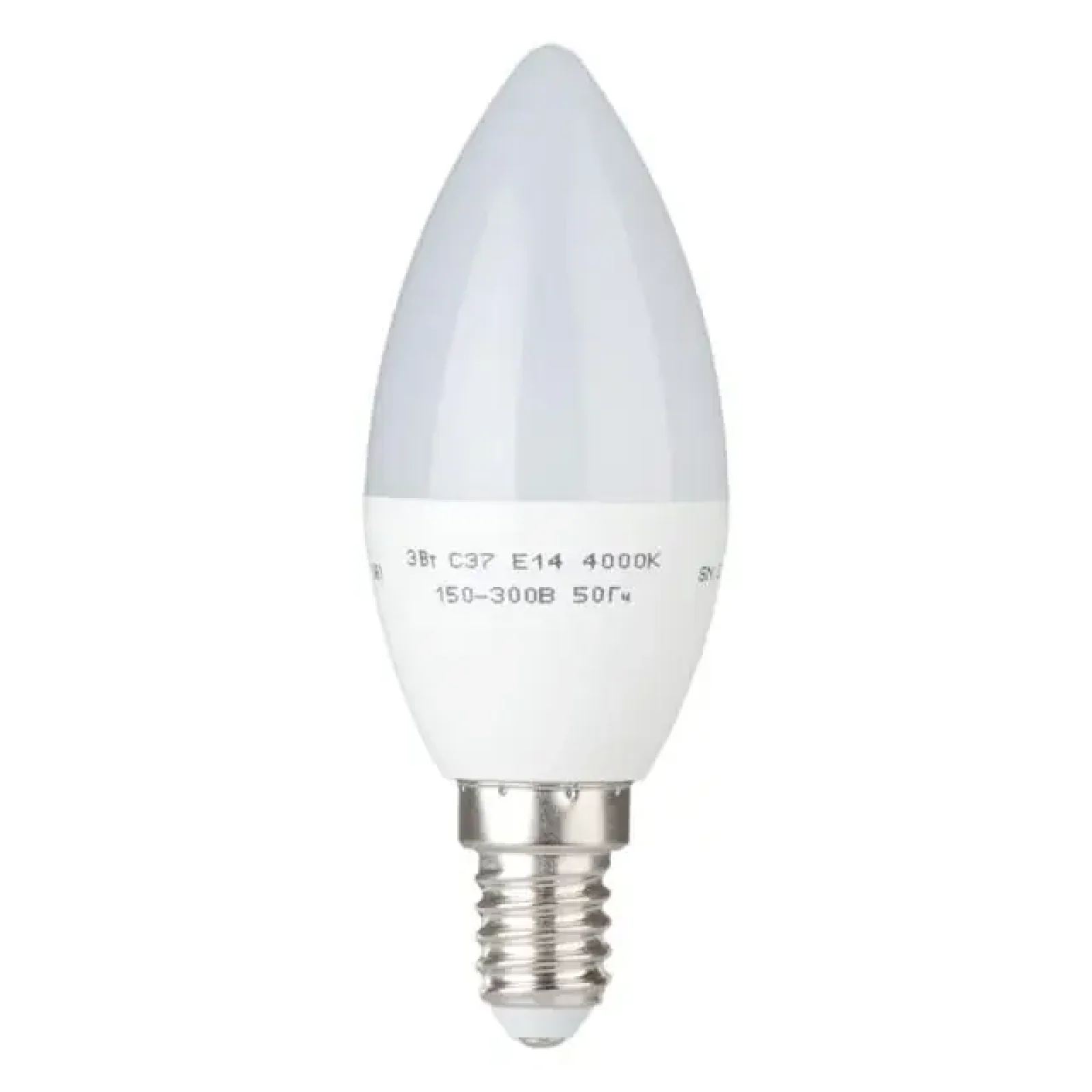 Лампа світлодіодна LED C37, E14, 3 Вт, 150-300 В, 4000 K, 30000 год, гарантія 3 роки (Свічка) INTERTOOL (LL-0151) UA