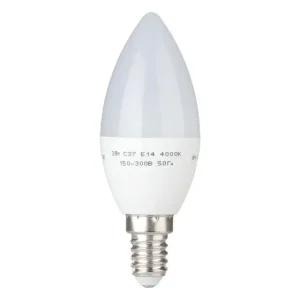 Лампа світлодіодна LED C37, E14, 3 Вт, 150-300 В, 4000 K, 30000 год, гарантія 3 роки (Свічка) INTERTOOL (LL-0151) UA