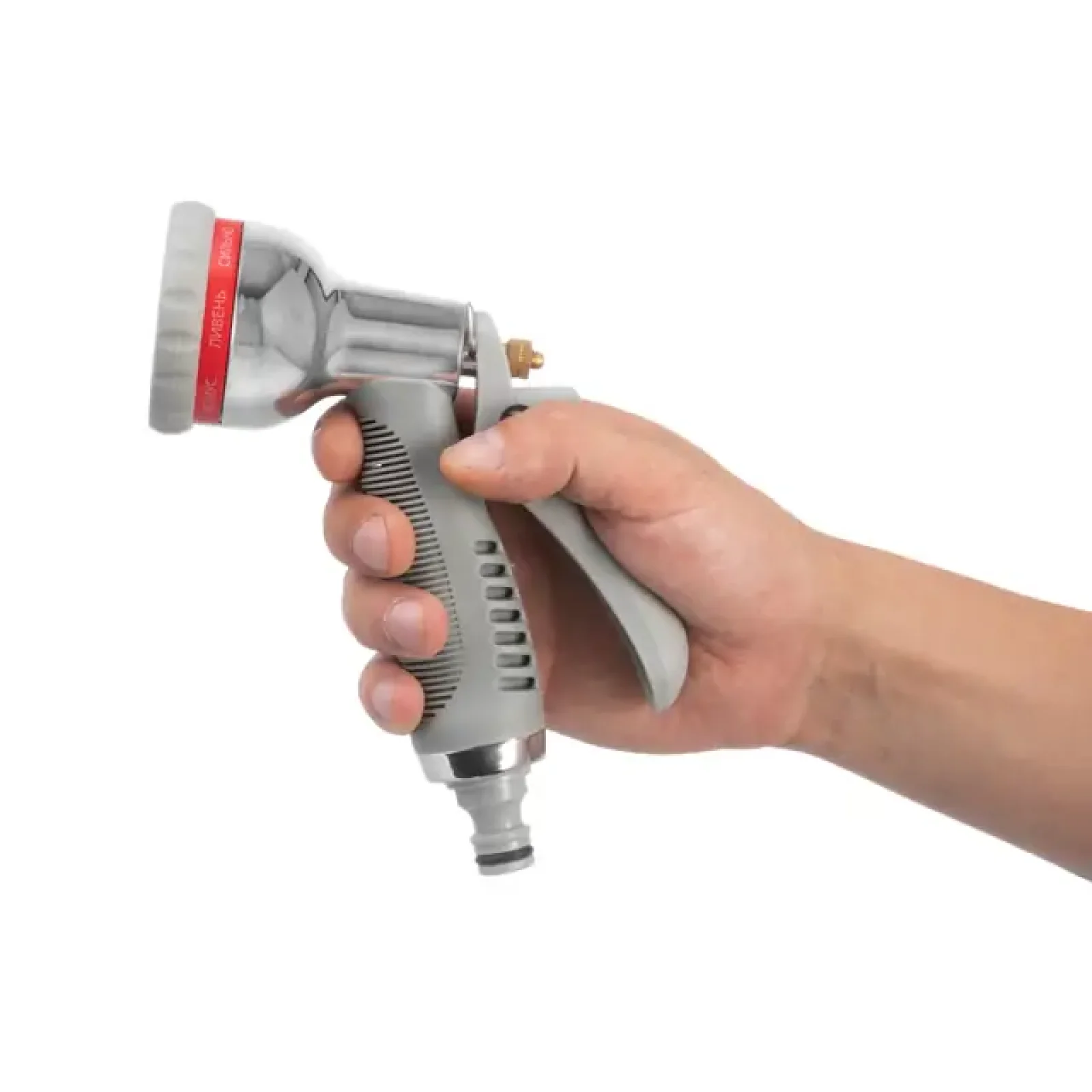 Пістолет-розпилювач для поливу, 8 режимів, хромований, матеріали: ABS, PP, TPR, Zinc alloy INTERTOOL (GE-0004) UA