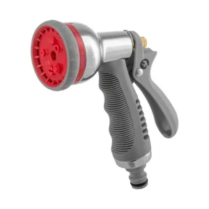 Пістолет-розпилювач для поливу, 8 режимів, хромований, матеріали: ABS, PP, TPR, Zinc alloy, набір аксесуарів для підключення INTERTOOL (GE-0005) UA