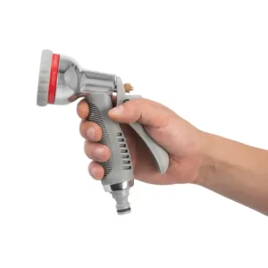 Пістолет-розпилювач для поливу, 8 режимів, хромований, матеріали: ABS, PP, TPR, Zinc alloy, набір аксесуарів для підключення INTERTOOL (GE-0005) UA