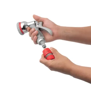 Пістолет-розпилювач для поливу, 8 режимів, хромований, матеріали: ABS, PP, TPR, Zinc alloy, набір аксесуарів для підключення INTERTOOL (GE-0005) UA