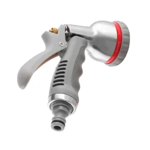 Пістолет-розпилювач для поливу, 8 режимів, хромований, матеріали: ABS, PP, TPR, Zinc alloy, набір аксесуарів для підключення INTERTOOL (GE-0005) UA