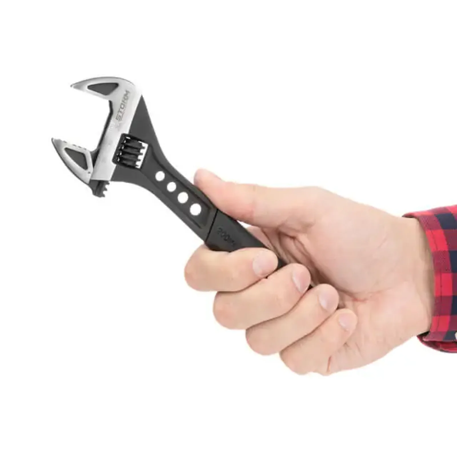 Ключ розвідний, 200 мм, кований, рукоятка TPR, HRC 40-50, Cr-V, STORM INTERTOOL (XT-0075) UA