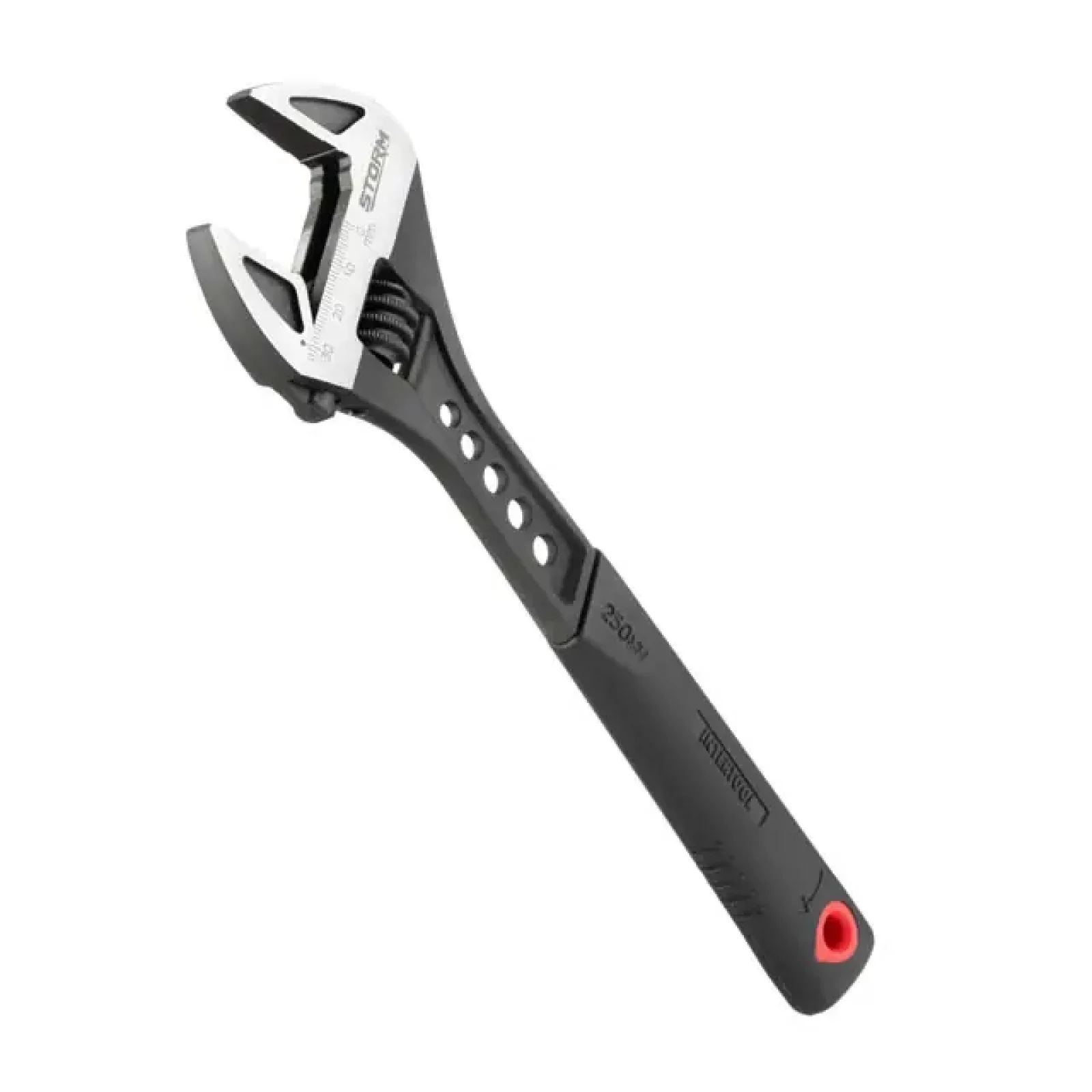 Ключ розвідний, 250 мм, кований, рукоятка TPR, HRC 40-50, Cr-V, STORM INTERTOOL (XT-0080) UA