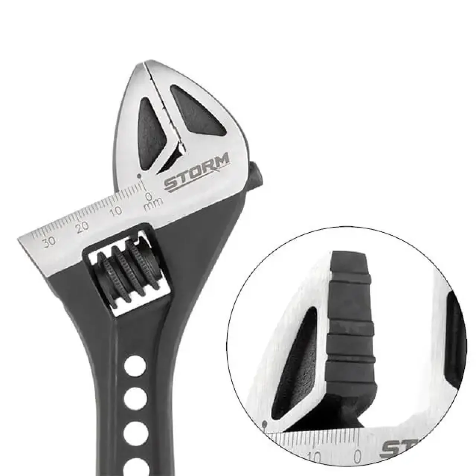 Ключ розвідний, 250 мм, кований, рукоятка TPR, HRC 40-50, Cr-V, STORM INTERTOOL (XT-0080) UA