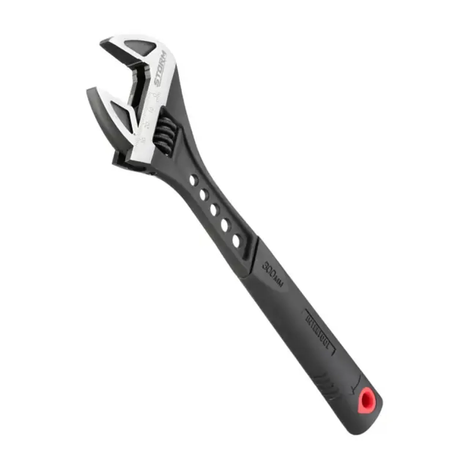 Ключ розвідний, 300 мм, кований, рукоятка TPR, HRC 40-50, Cr-V, STORM INTERTOOL (XT-0085) UA