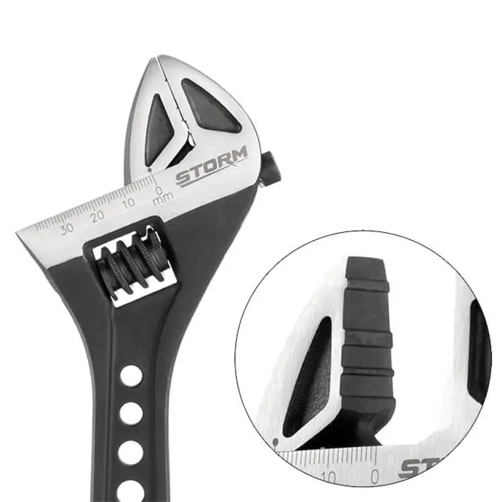 Ключ розвідний, 300 мм, кований, рукоятка TPR, HRC 40-50, Cr-V, STORM INTERTOOL (XT-0085) UA