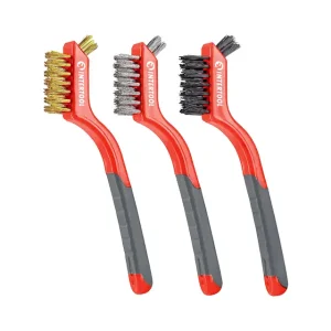 Набір щіток ручних, 180 мм, 3 од. (сталь, латунь, нейлон), прогумовані ручки INTERTOOL (BT-0006) UA