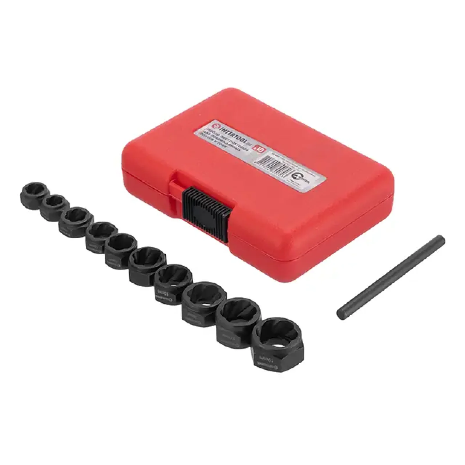 Набір екстракторів для пошкоджених болтів і гайок, 10 шт. INTERTOOL (SD-8007) UA