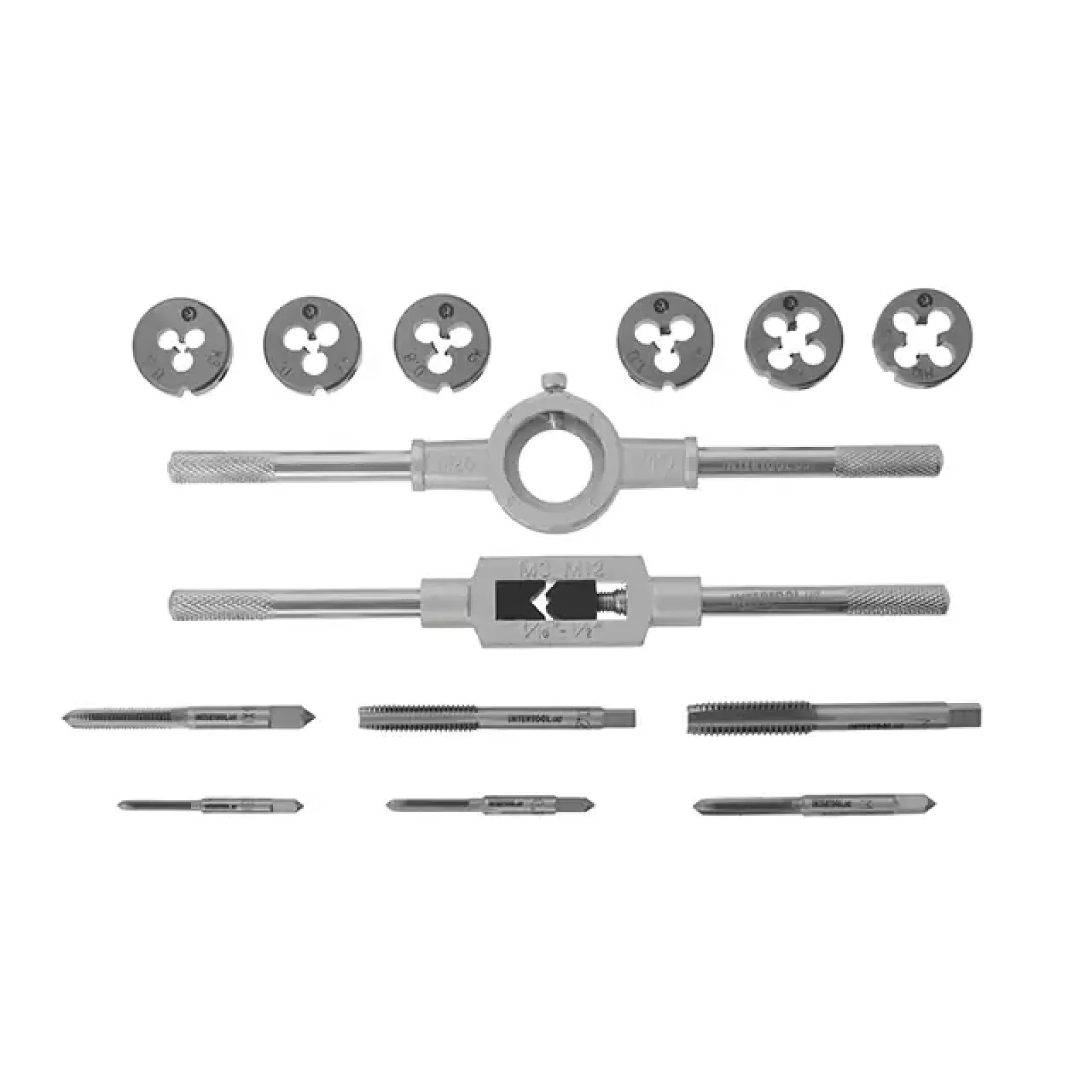 Набір плашок і мітчиків, 14 од., M3-M10 INTERTOOL (SD-8024) UA