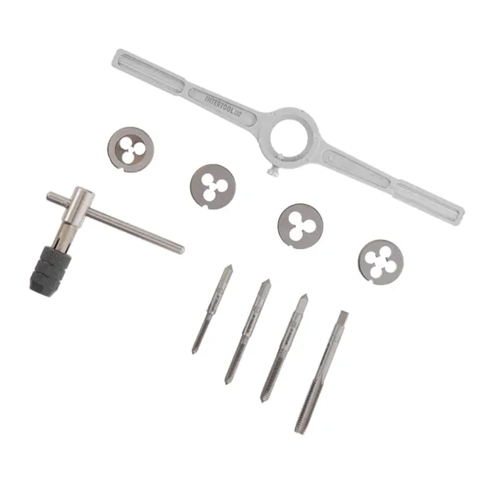 Набір плашок і мітчиків, 10 од., M4, M5, M6, M8 INTERTOOL (SD-8025) UA