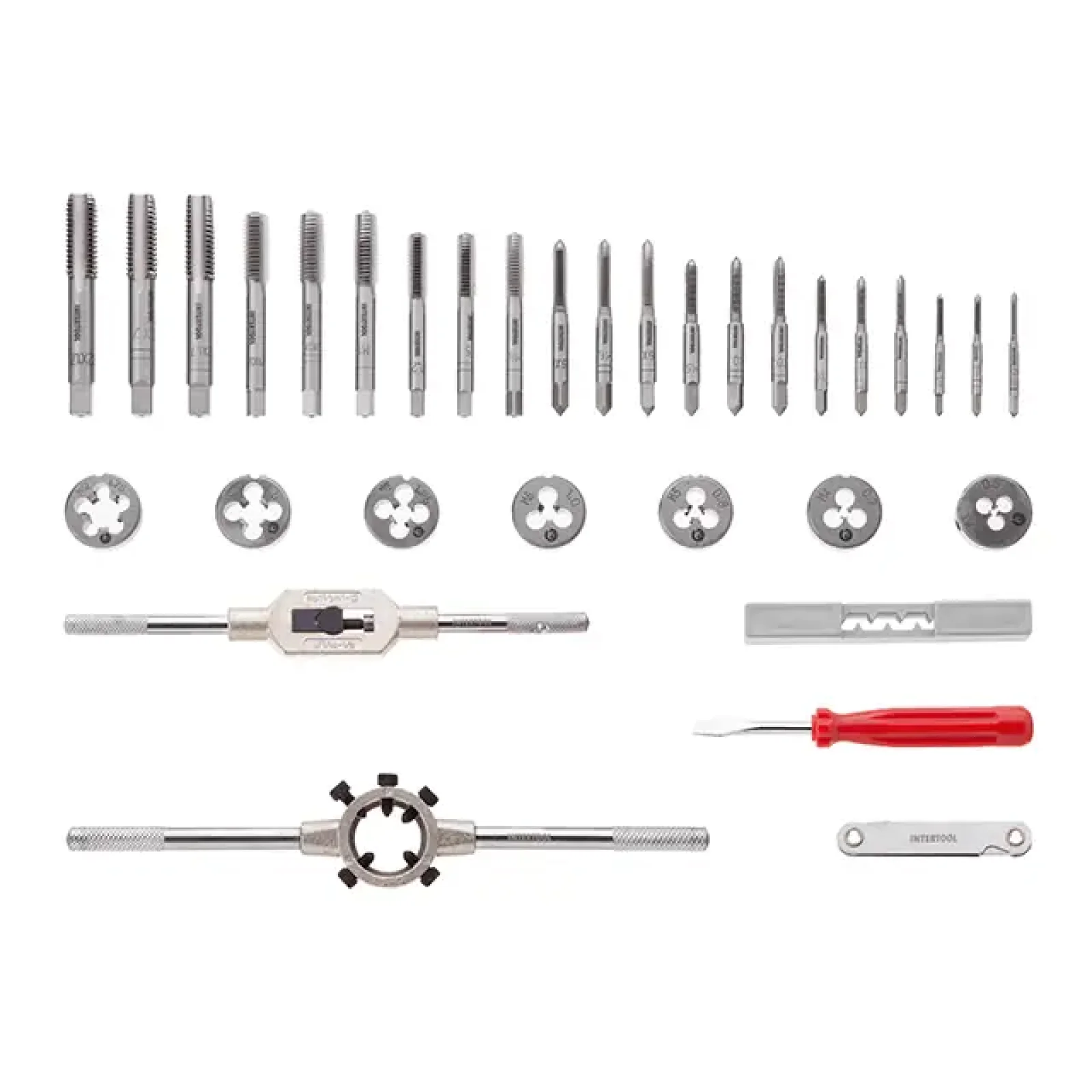 Набір плашок і мітчиків, 32 од., M3-M12 INTERTOOL (SD-8032) UA