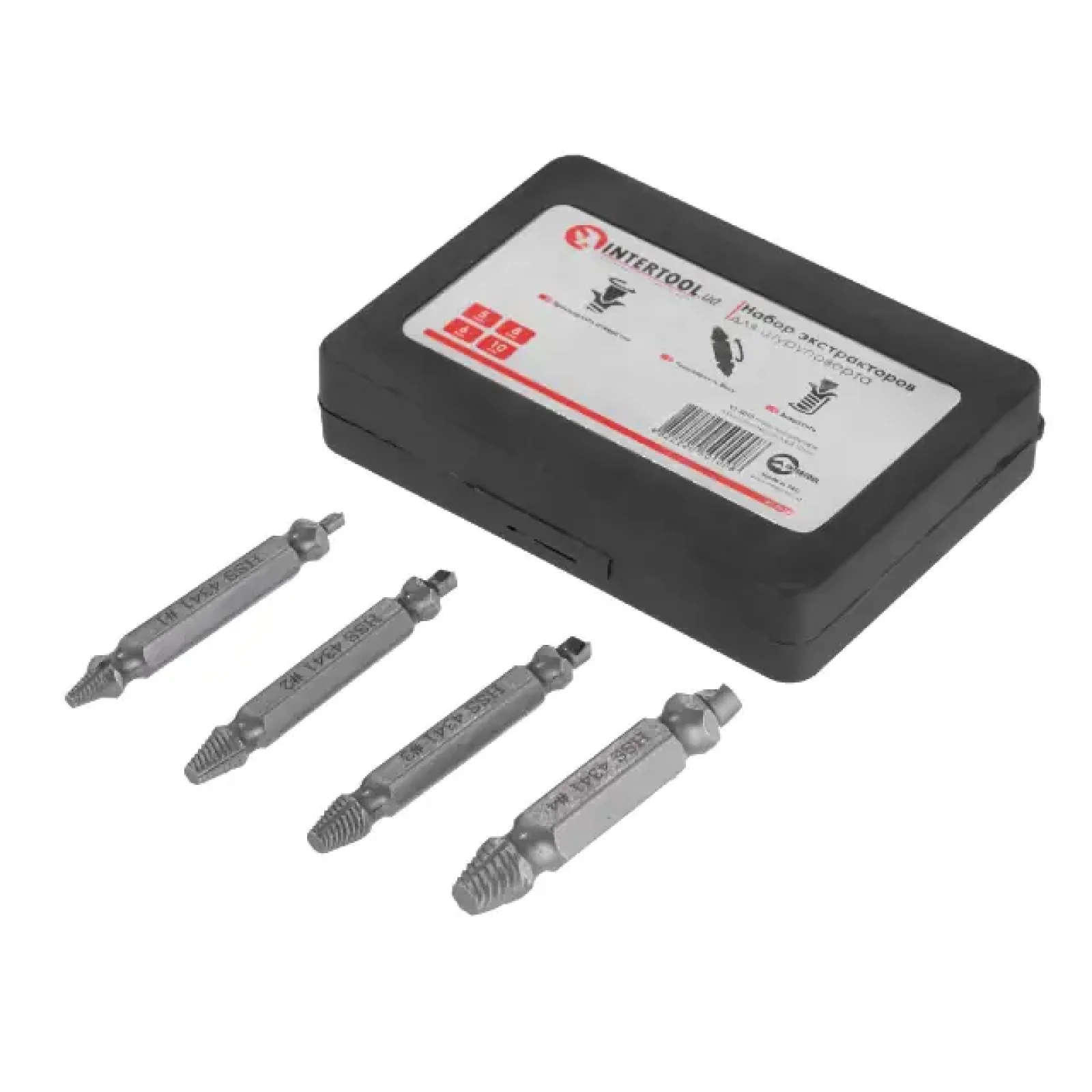 Набір екстракторів для шурупокрута, 5/6/8/10 мм INTERTOOL (VT-5010) UA