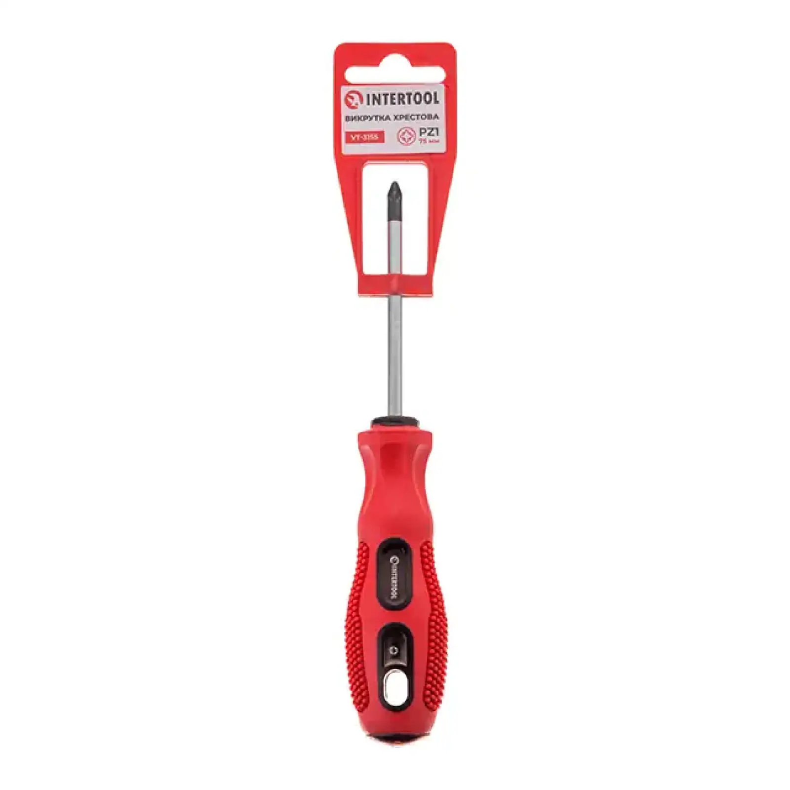 Викрутка хрестова, PZ1×75 мм, Cr-V INTERTOOL (VT-3155) UA