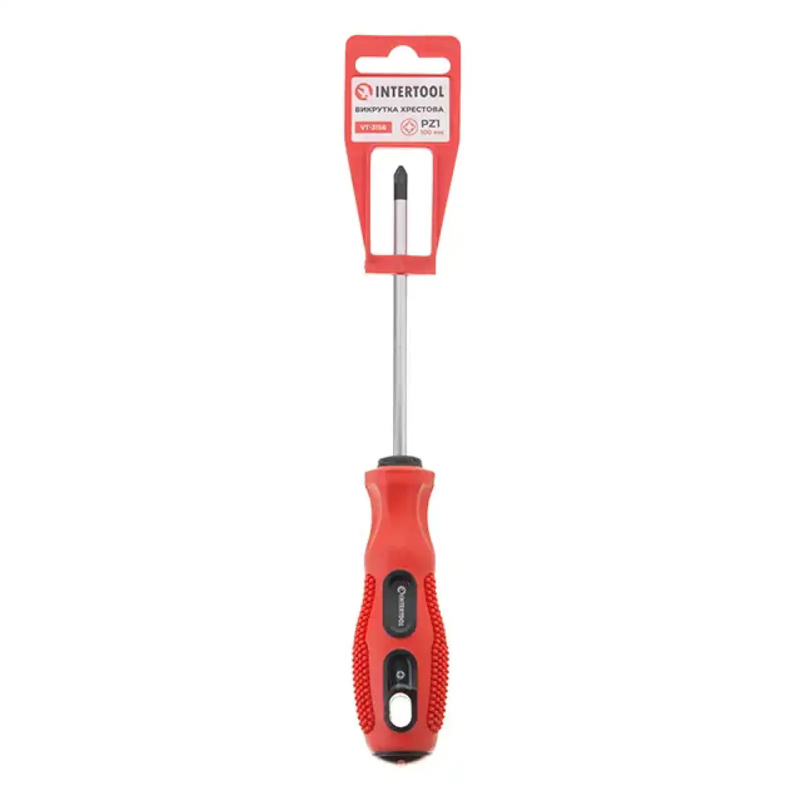 Викрутка хрестова, PZ1×100 мм, Cr-V INTERTOOL (VT-3156) UA