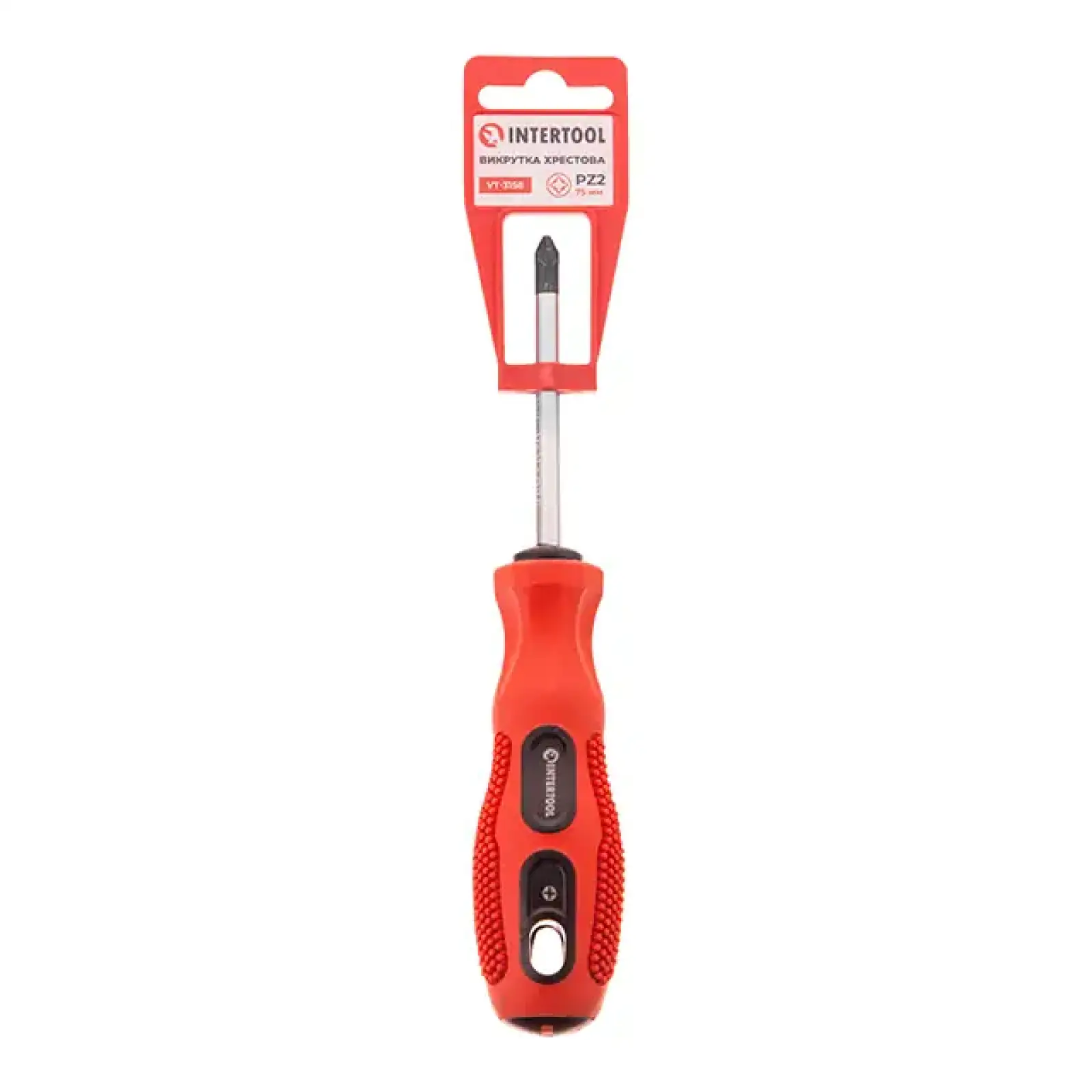 Викрутка хрестова, PZ2×75 мм, Cr-V INTERTOOL (VT-3158) UA