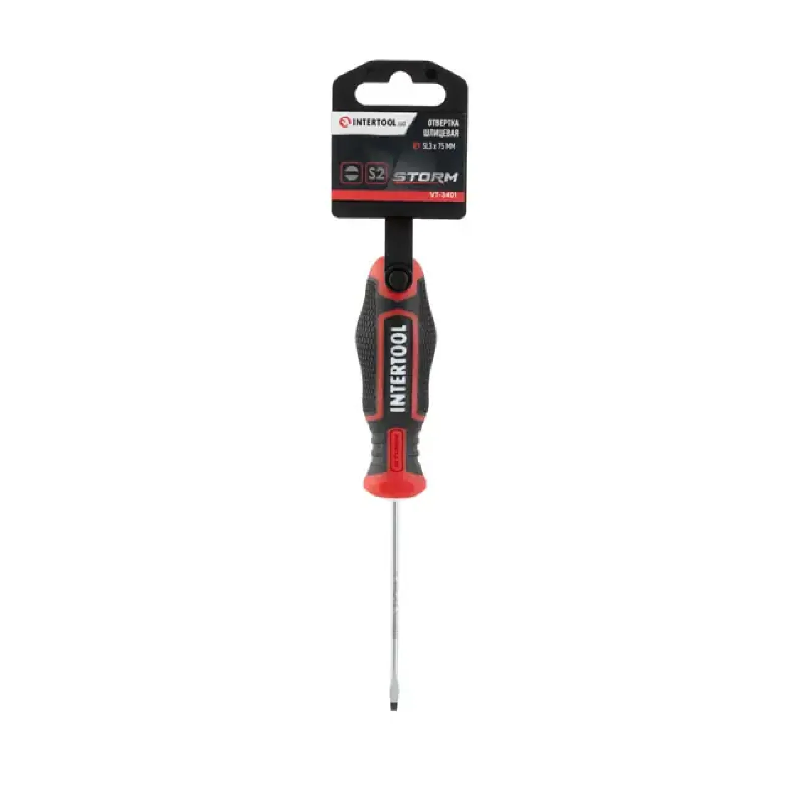 Викрутка шлицьова, SL3,0×75 мм, S2, STORM INTERTOOL (VT-3401) UA