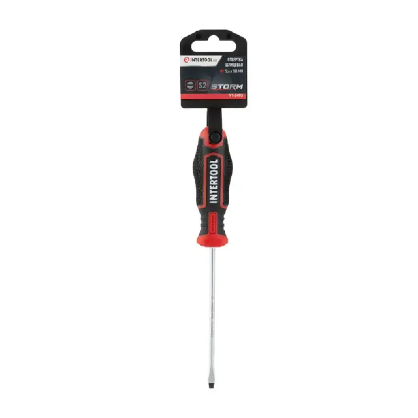 Викрутка шлицьова, SL4,0×100 мм, S2, STORM INTERTOOL (VT-3403) UA