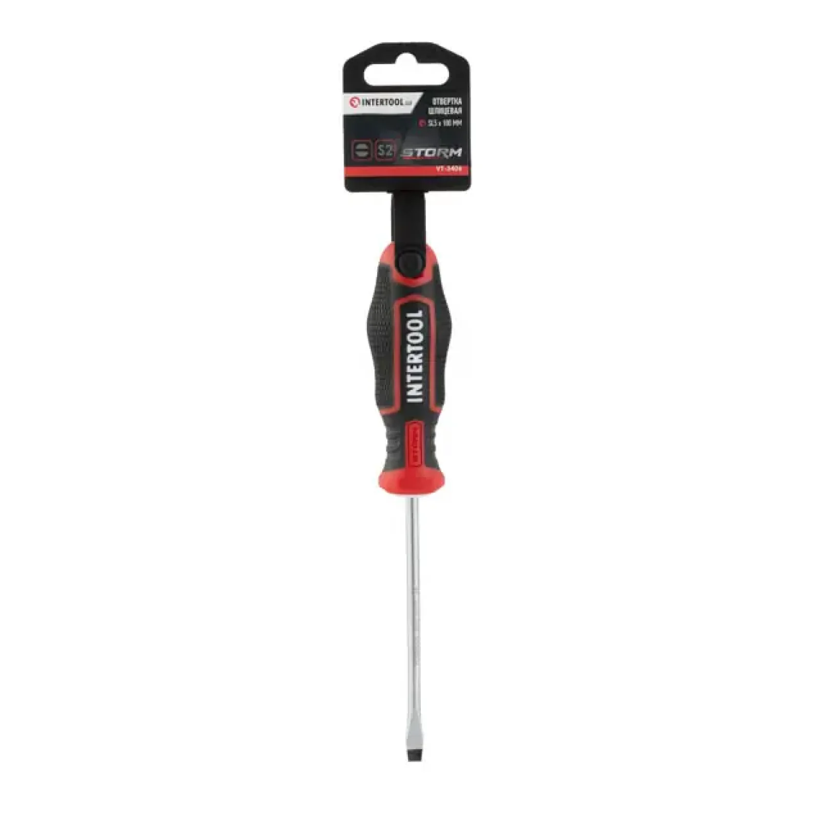 Викрутка шлицьова, SL5,0×100 мм, S2, STORM INTERTOOL (VT-3406) UA